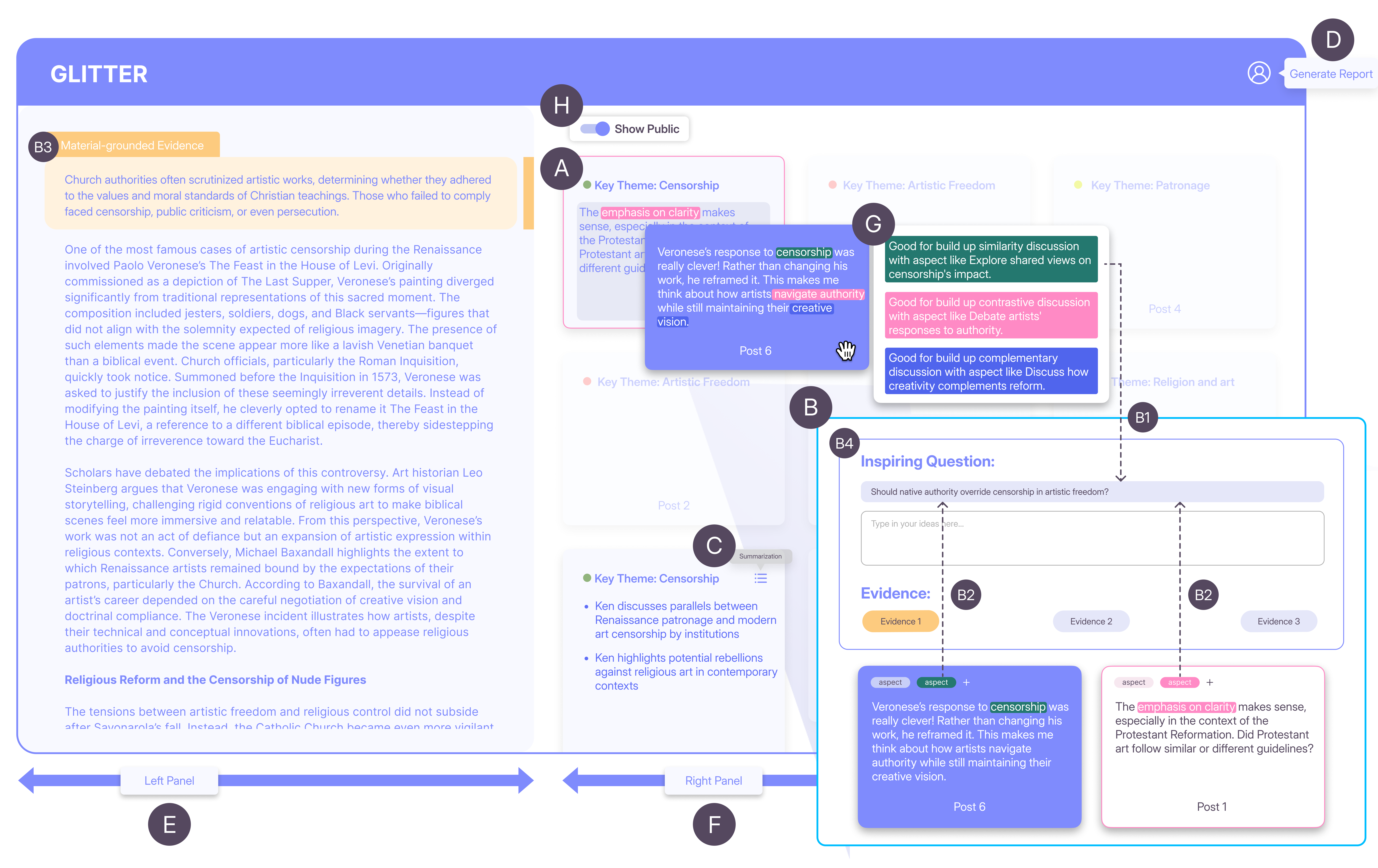 GLITTER: An AI-assisted Platform for Material-Grounded Asynchronous Discussion in Flipped Learning